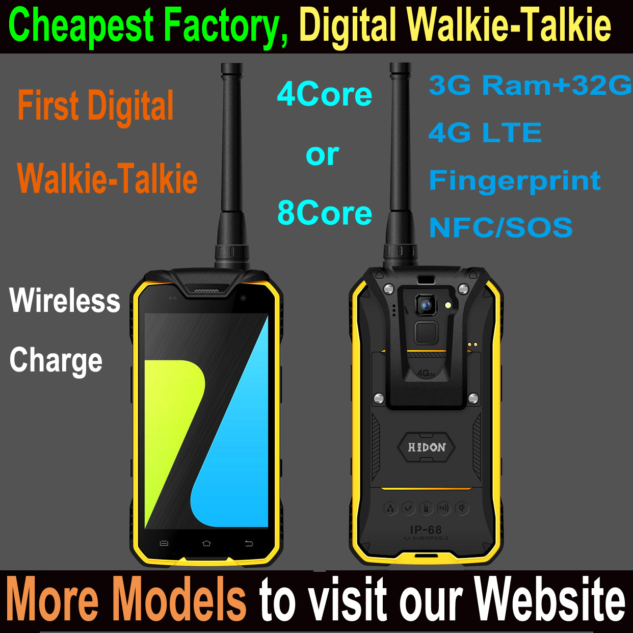 Highton 4.7 inch Android waterproof rugged phone 4G Rugged Smartphone with Digital Walkie Talkie